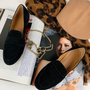 [SOLD] LJ. Crew Suede Penny Loafers Black Size 7